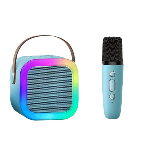 Portable Bluetooth Karaoke Machine with 1 Microphones Colorful LED Dynamic Light Bluetooth Speaker Blue