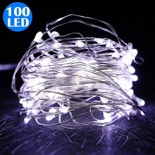 100LED Fairy Lights Battery Operated Copper Wire String Lights Remote Control White