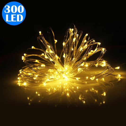 300LED Fairy Lights Battery Operated Copper Wire String Lights Remote Control Warm White