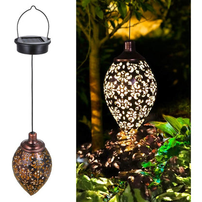 1 LED Hanging Lantern Solar Powered Lights Warm White Lamp with Handle for Garden Patio Path