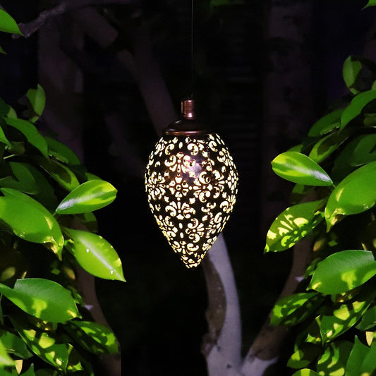 1 LED Hanging Lantern Solar Powered Lights Warm White Lamp with Handle for Garden Patio Path