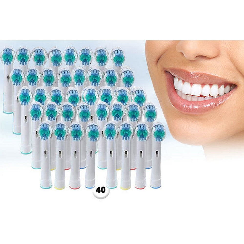 40Pack Oral B-Compatible 3D Whitening Toothbrush Heads