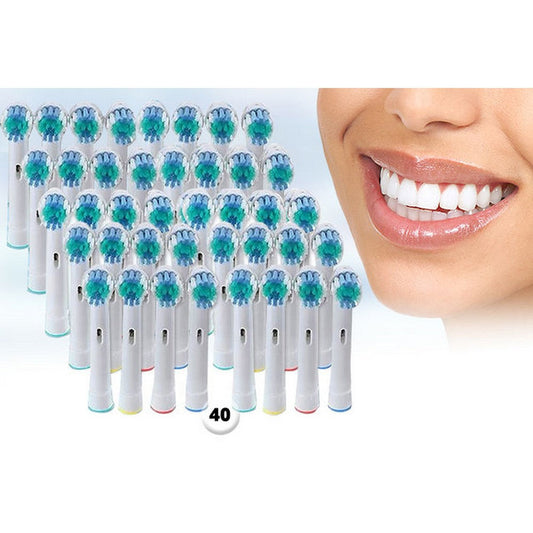 40Pack Oral B-Compatible 3D Whitening Toothbrush Heads