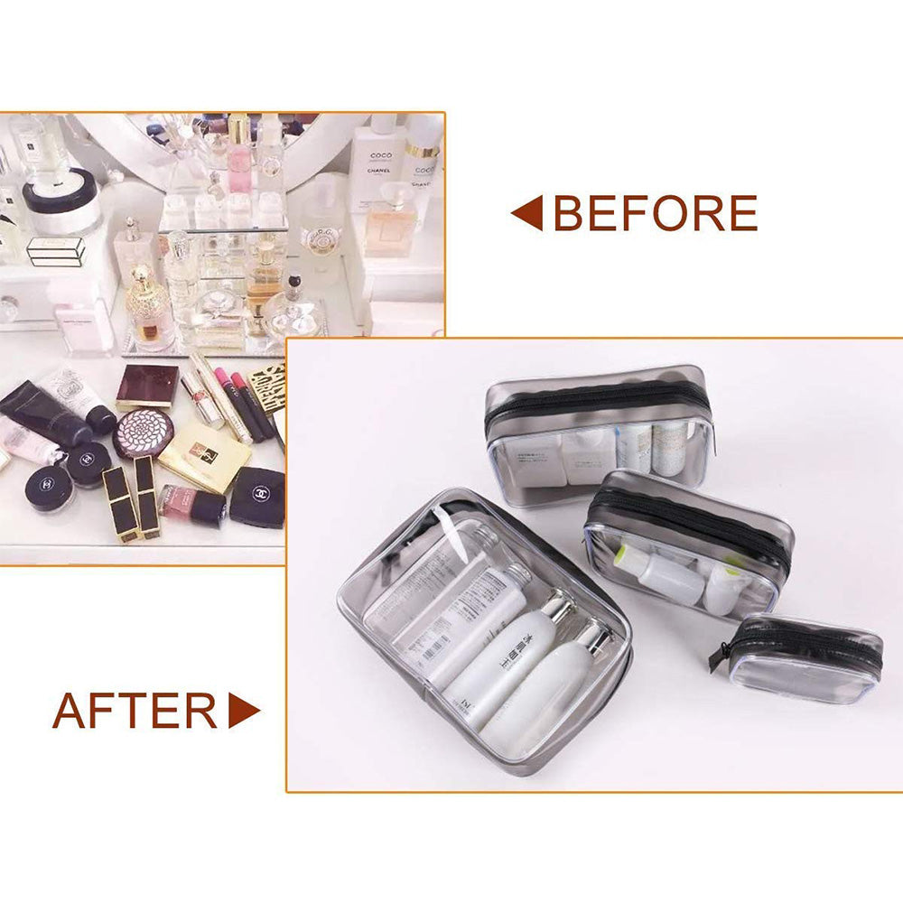 Set of Four Clear Cosmetic Toiletry Bags