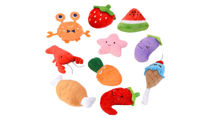 Ten pack dog squeaky plush toys