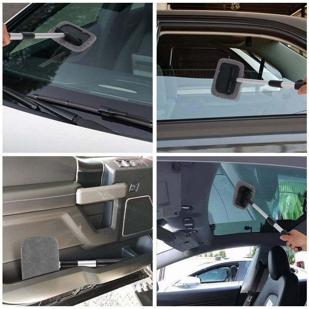 Car Windshield Glass Cleaning Tools Car Window Wiper Cleaning Cloth with Extendable Handle