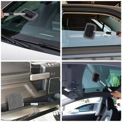 Car Windshield Glass Cleaning Tools Car Window Wiper Cleaning Cloth with Extendable Handle