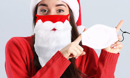 Charistmas Santa Beard Face Mask Costume for Adults For Xmas Cosplay Party
