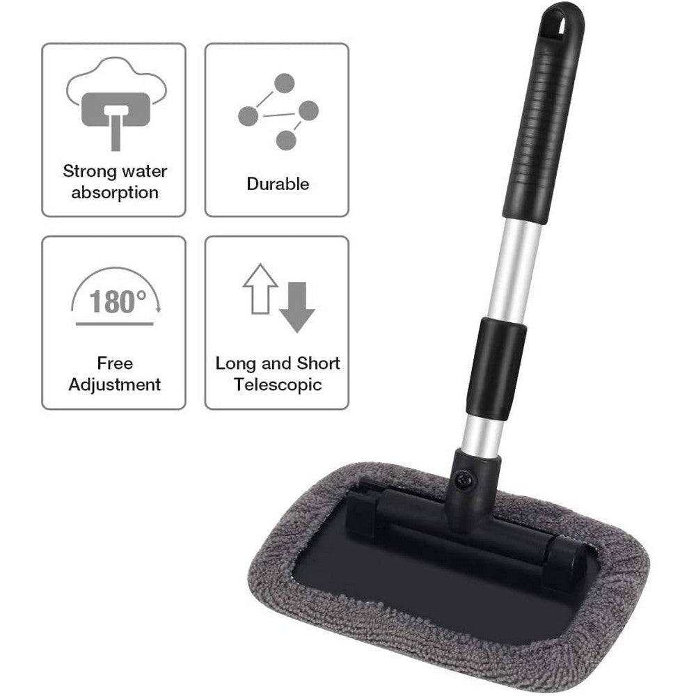 Car Windshield Glass Cleaning Tools Car Window Wiper Cleaning Cloth with Extendable Handle