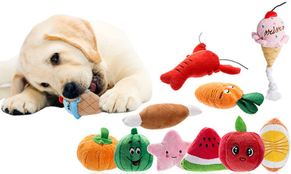 Ten pack dog squeaky plush toys