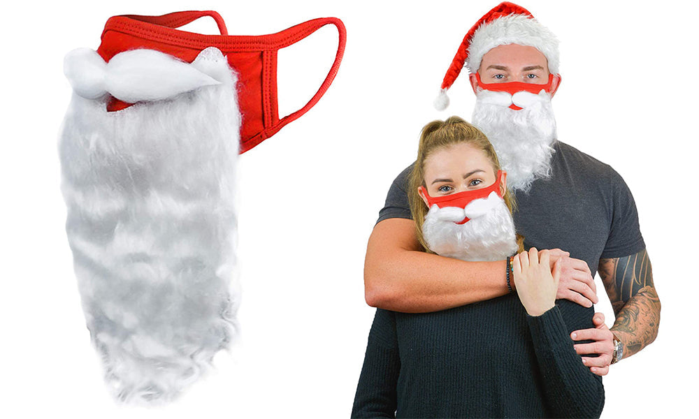 Charistmas Santa Beard Face Mask Costume for Adults For Xmas Cosplay Party