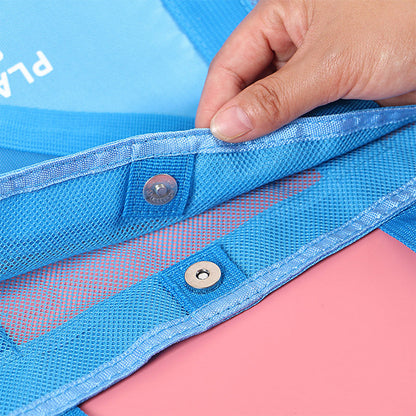 2 Layer Large Mesh Beach Tote Bag with Zipper and Insulated Picnic Cooler Bag - Blue