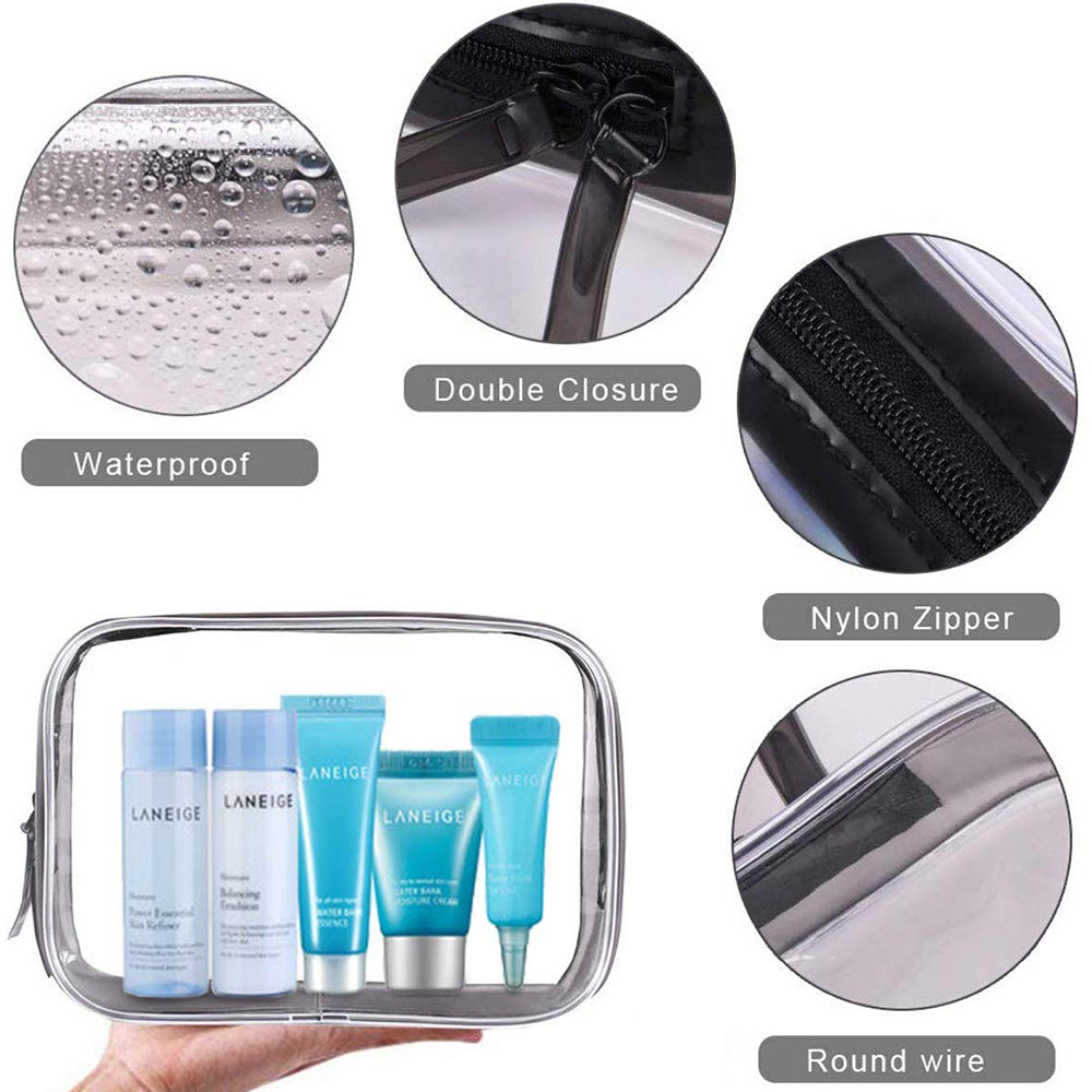 Set of Four Clear Cosmetic Toiletry Bags