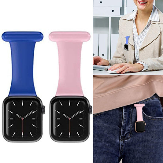 Silicone Replacement Watch Band Pin On Brooch Watch Band for Apple Watch 42mm 44mm Pink and Blue