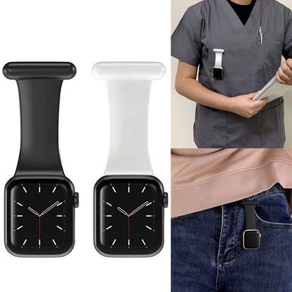 Silicone Replacement Watch Band Pin On Brooch Watch Band for Apple Watch 42mm 44mm Black and White