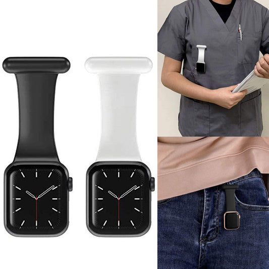 Silicone Replacement Watch Band Pin On Brooch Watch Band for Apple Watch 42mm 44mm Black and White
