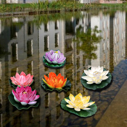 Artificial Floating Lotus Flowers Realistic Life Like Artificial Plants Home Garden Koi Pond Pool Decoration