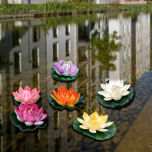 Artificial Floating Lotus Flowers Realistic Life Like Artificial Plants Home Garden Koi Pond Pool Decoration