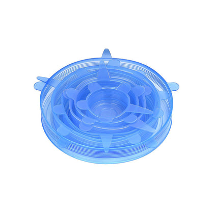 6Pcs Kitchen Reusable Round Bowl Covers Silicone Stretch Lids Food Storage Cover
