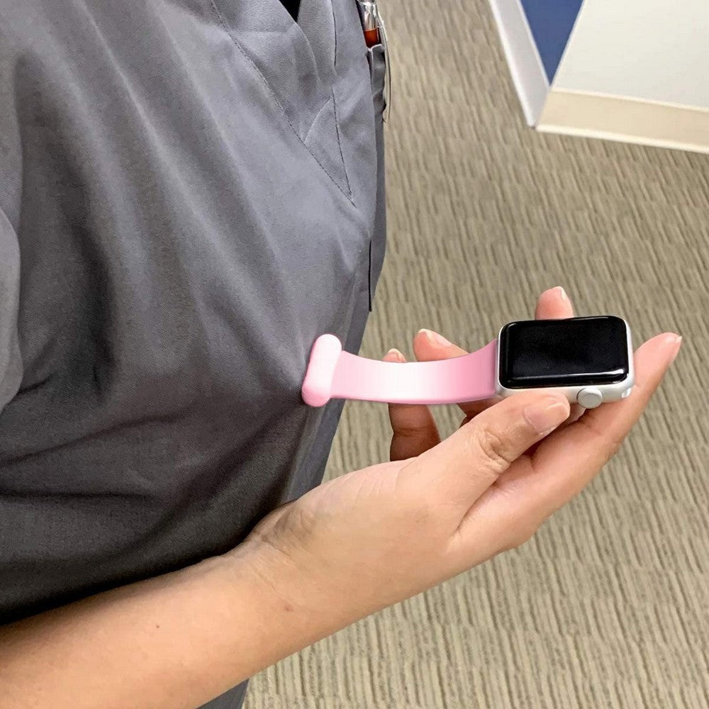 Silicone Replacement Watch Band Pin On Brooch Watch Band for Apple Watch 42mm 44mm Pink and Blue