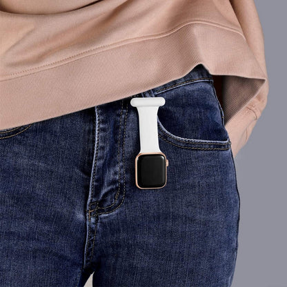 Silicone Replacement Watch Band Pin On Brooch Watch Band for Apple Watch 42mm 44mm Black and White