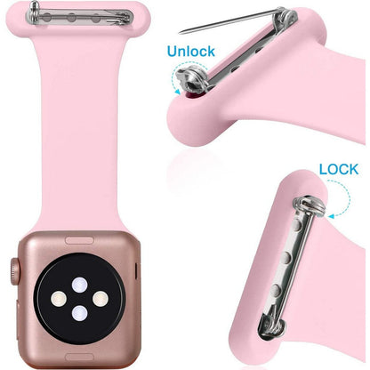 Silicone Replacement Watch Band Pin On Brooch Watch Band for Apple Watch 42mm 44mm Pink and Blue