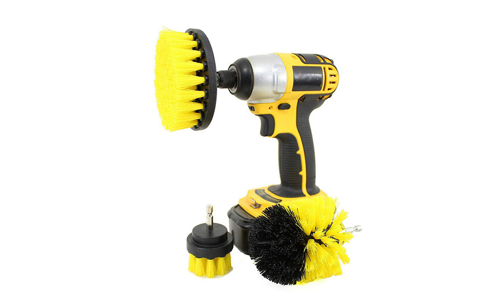 3PCS Universal Drill Power Heavy Duty Brush Cleaning Set Yellow+Red