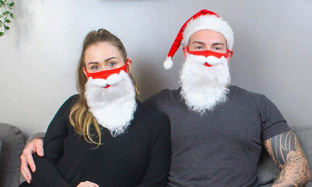 Charistmas Santa Beard Face Mask Costume for Adults For Xmas Cosplay Party