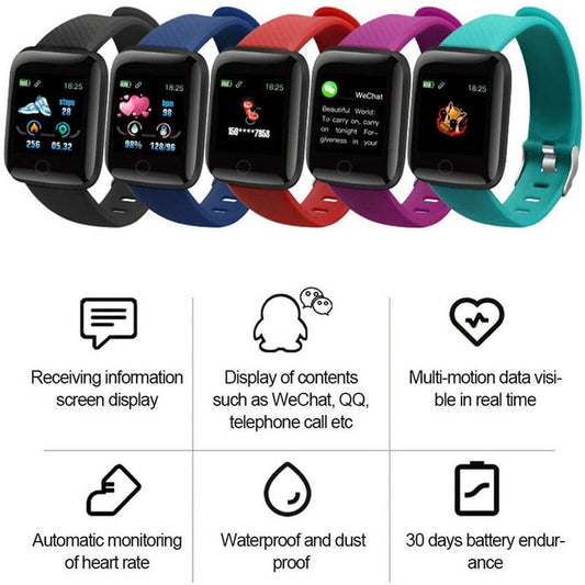 116plus 12 In 1 Waterproof Smart Watch Sports Fitness Tracker with Heart Rate Monitor for Men and Women