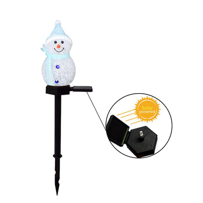 4Pcs LED Solar Christmas Snowman Garden Stake Lamp Outdoor Landscape Light Xmas Decor