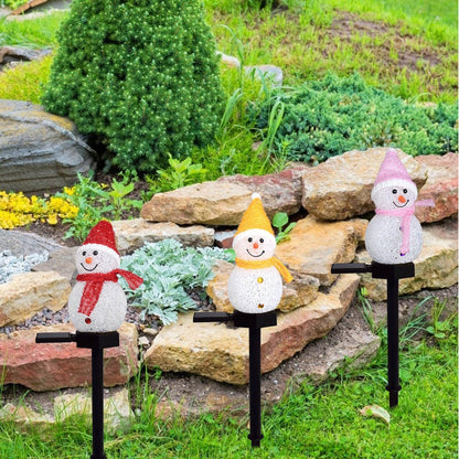 4Pcs LED Solar Christmas Snowman Garden Stake Lamp Outdoor Landscape Light Xmas Decor