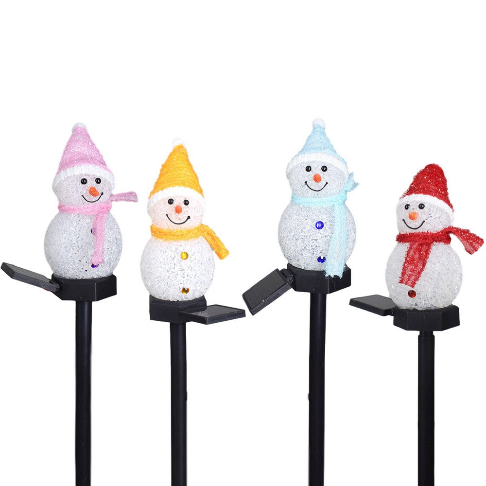 4Pcs LED Solar Christmas Snowman Garden Stake Lamp Outdoor Landscape Light Xmas Decor