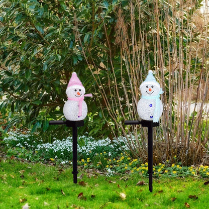 4Pcs LED Solar Christmas Snowman Garden Stake Lamp Outdoor Landscape Light Xmas Decor