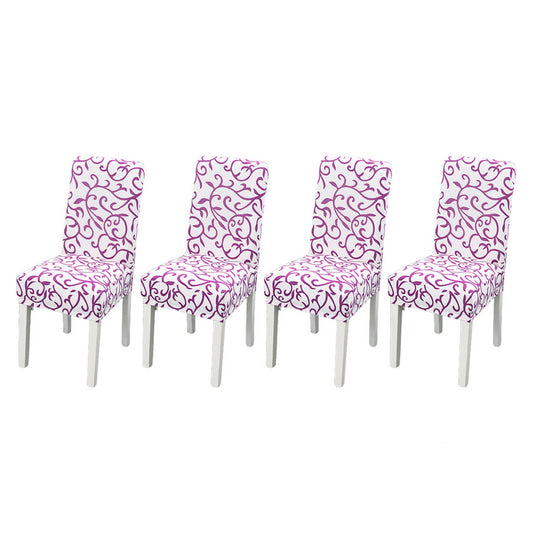 4Pcs Stretch Dining Chair Cover -Purple
