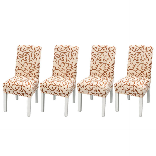 4Pcs Stretch Dining Chair Cover -Brown