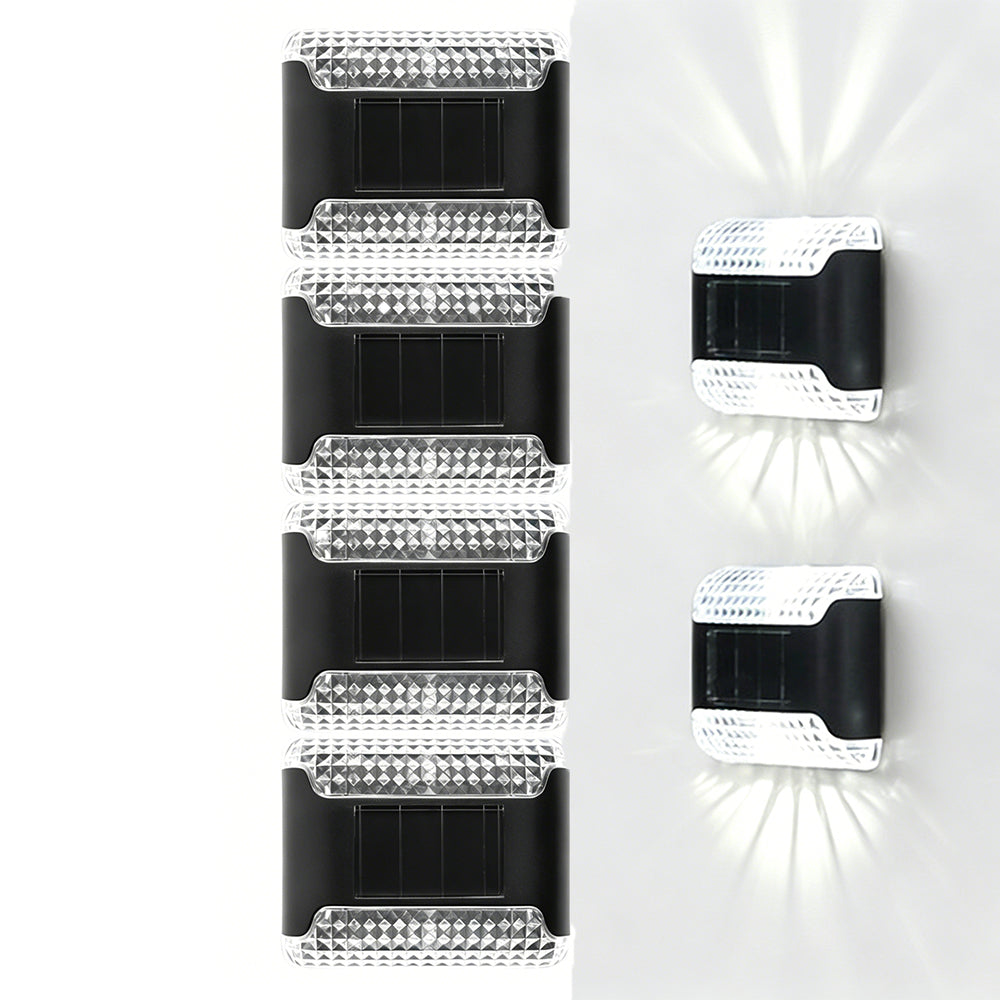 Solar Wall Light 8 Pcs LED Solar Porch Light LED Wall Light -White light
