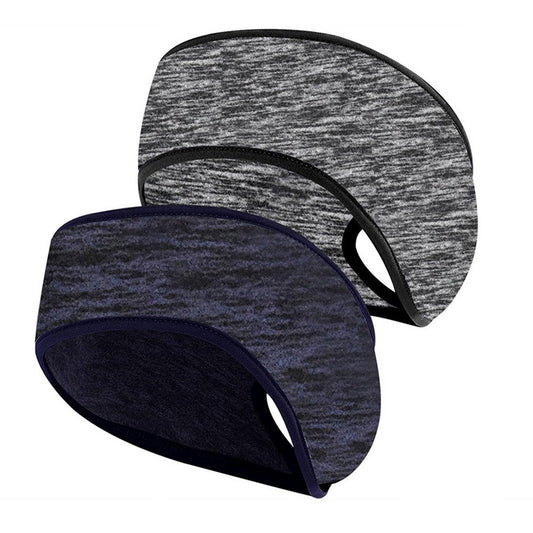 2Pcs Fleece Ear Warmer Headband with Ponytail Hole Running Headband Thermal Ear Muffs Style 2
