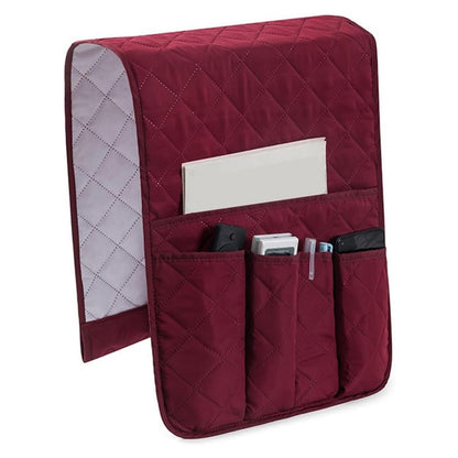 5 Pocket Sofa Armrest Organizer Remote Holder Bag for Couch and Chair-Wine Red
