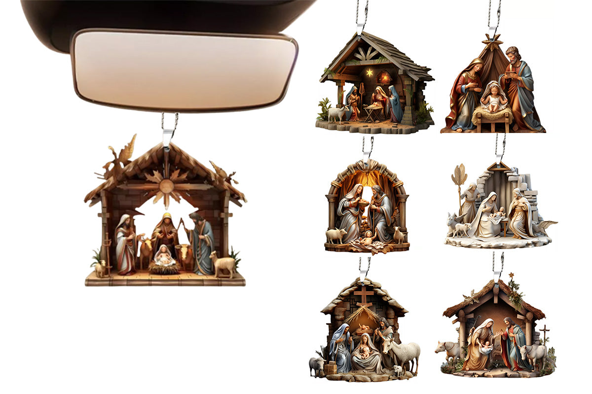7Pcs 2D Christmas Nativity Scene Ornaments the Birth of Jesus Decor