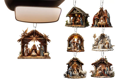 7Pcs 2D Christmas Nativity Scene Ornaments the Birth of Jesus Decor