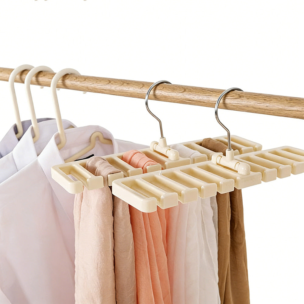 2Pcs Belt and Tie Hanger for Closet Organizer with 20 Hooks-Beige
