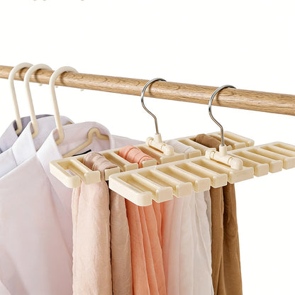 2Pcs Belt and Tie Hanger for Closet Organizer with 20 Hooks-Beige