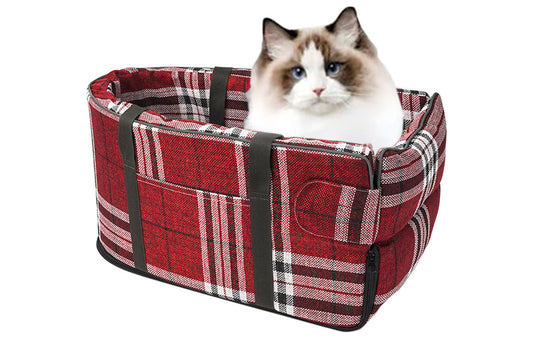 Center Console Dog Seat for Small Dog Seat Pet Booster for Dogs-Red