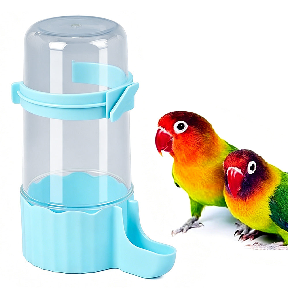 Bird Waterer Automatic Gravity Drinking Fountain with Anti Drowning Tray-Blue