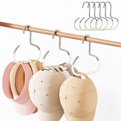 8Pcs Space Saving Hat Hanger Wardrobe Hook Organiser for Caps Belts Scarves White