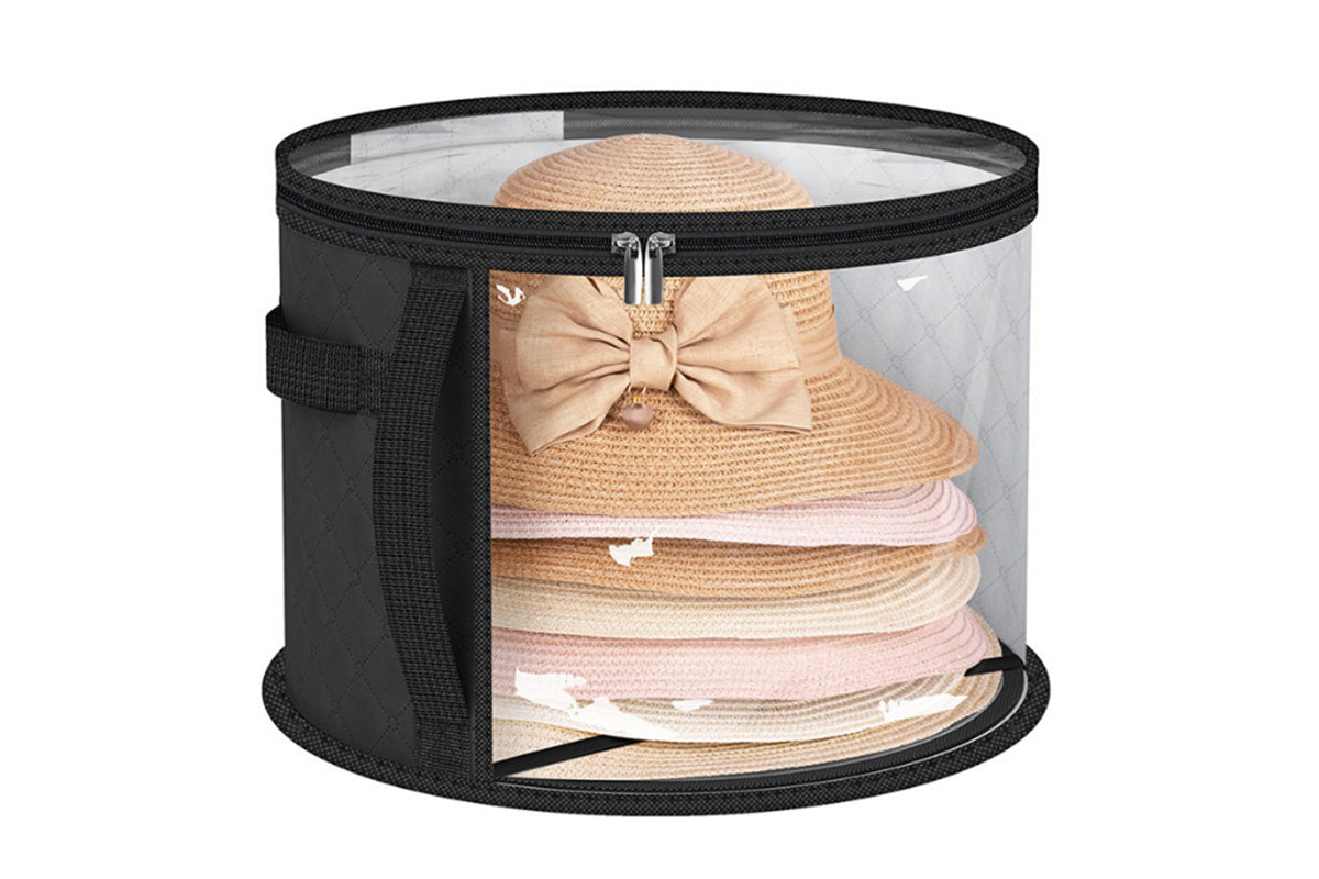 2Pcs Oversized Hat Storage Bag Wide Brims Hat Case for Women Closet-Black