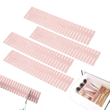 24Pcs Adjustable Drawer Divider DIY Storage Organiser for Cabinets-Pink