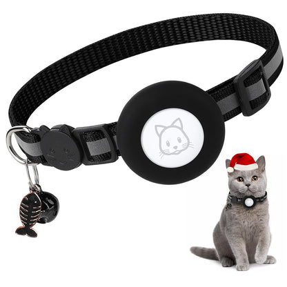 Adjustable Cat Collar Compatible with Apple Airtag - Black
