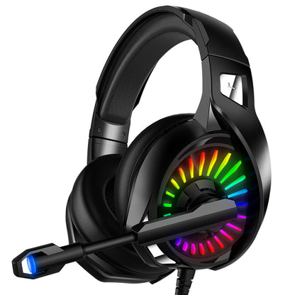 Wired Over-Ear Gaming Headset with LED RGB Lights and Mic -Black