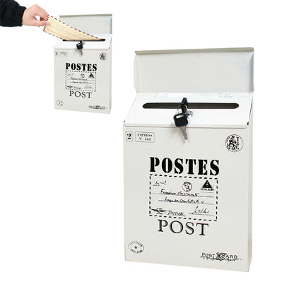 Locking Metal Mailbox Wall Mounted Key Lock Post Box Letter Box Beige